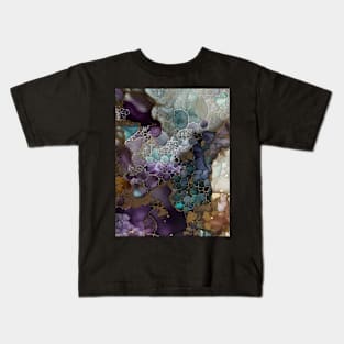 Purple and Gold abstract art Kids T-Shirt